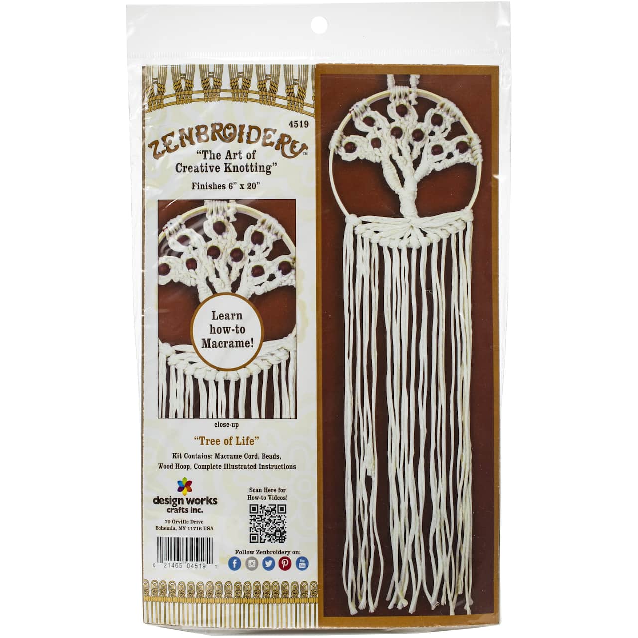 Design Works™ Zenbroidery™ Tree of Life Macramé Wall Hanging Kit